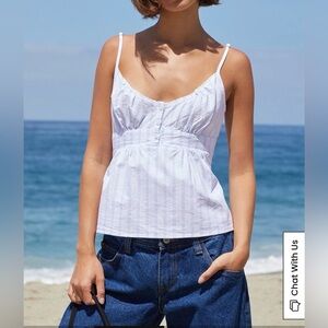 Brandy Melville | John Galt White Striped Tiffany Tank Top